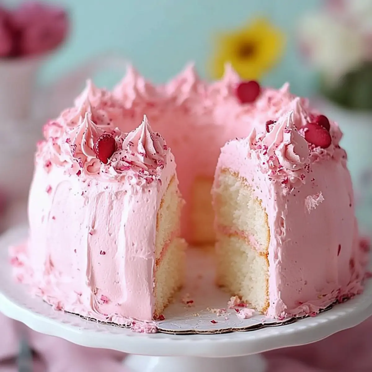Beautiful Pink Angel Food Cake