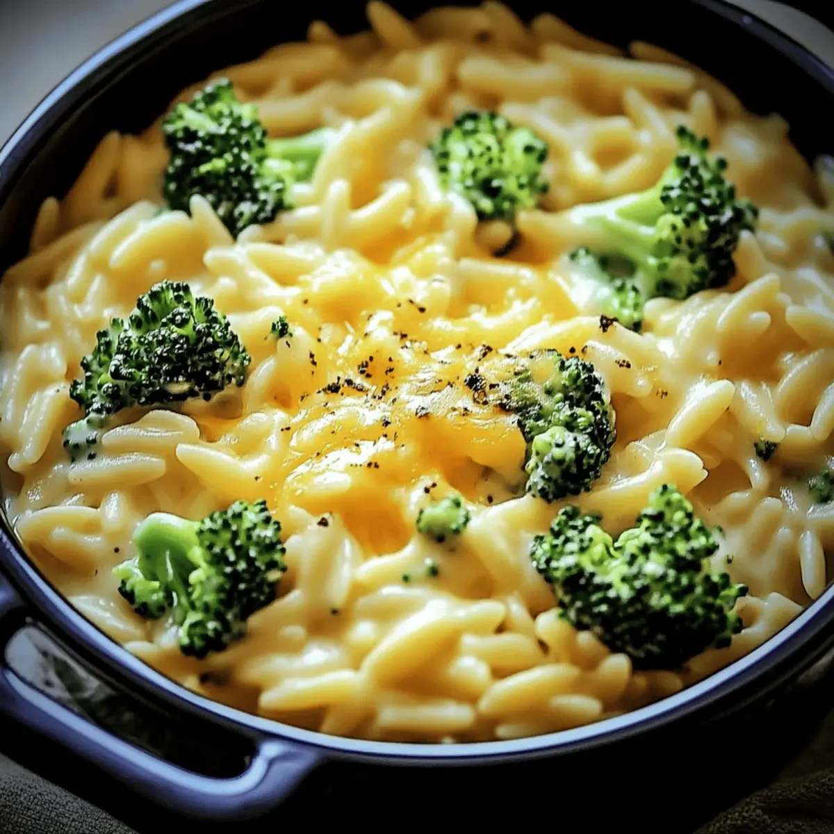 Creamy One-pot Broccoli Cheddar Orzo