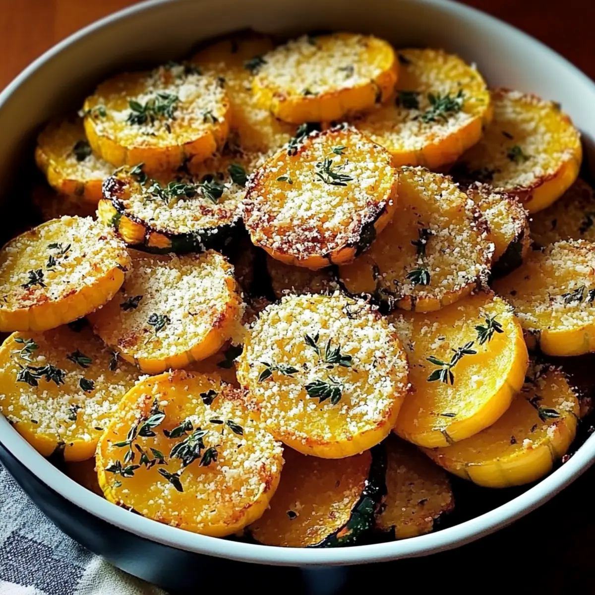 Roasted Squash with Parmesan Garnished