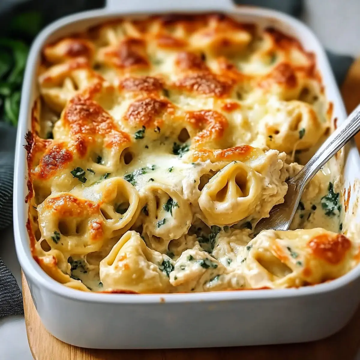 Cheesy Chicken Tortellini Bake for Two