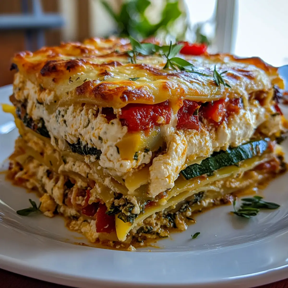 Layered Mediterranean Vegetable Lasagna with Creamy Ricotta