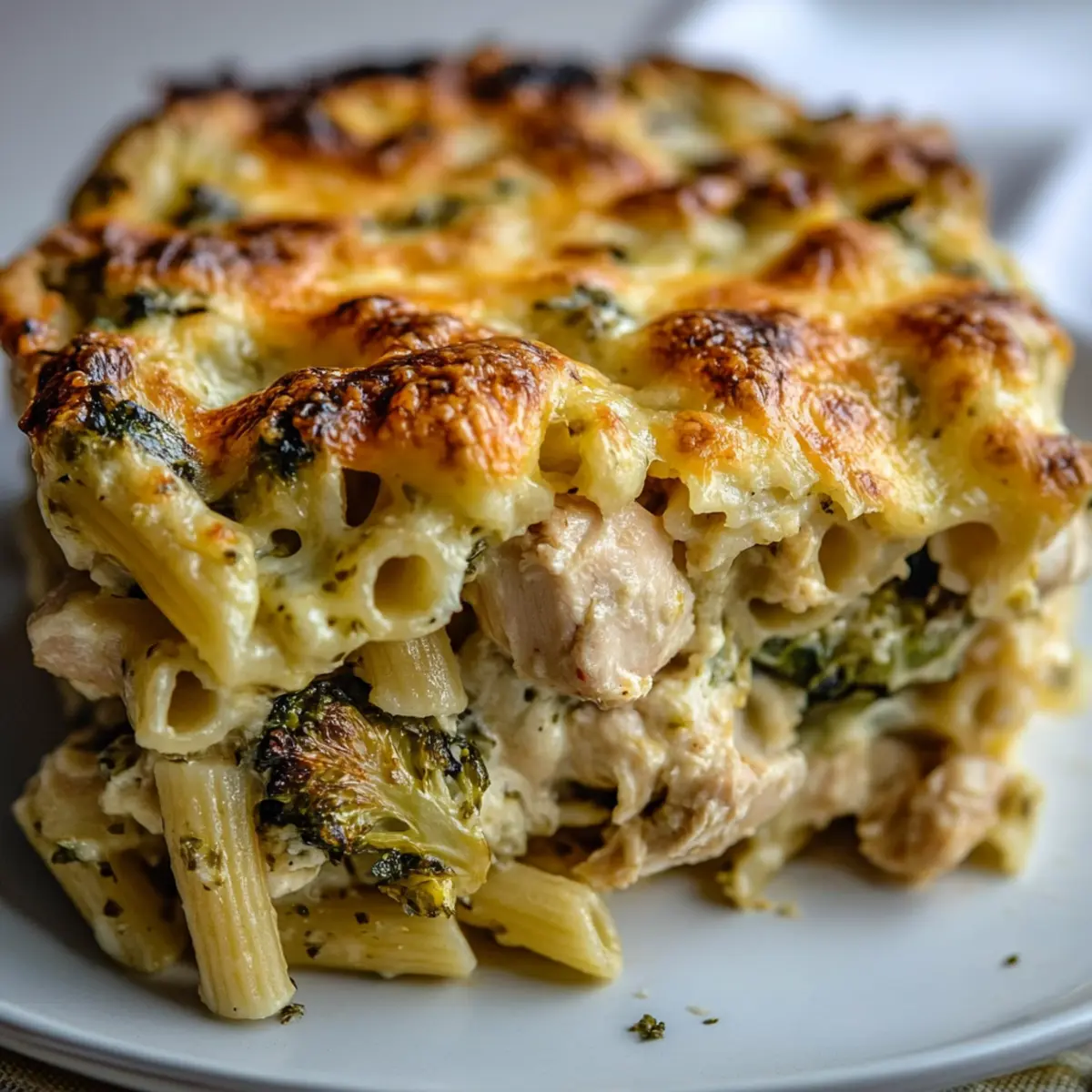 Cheesy Chicken & Brussels Sprouts Pasta Bake