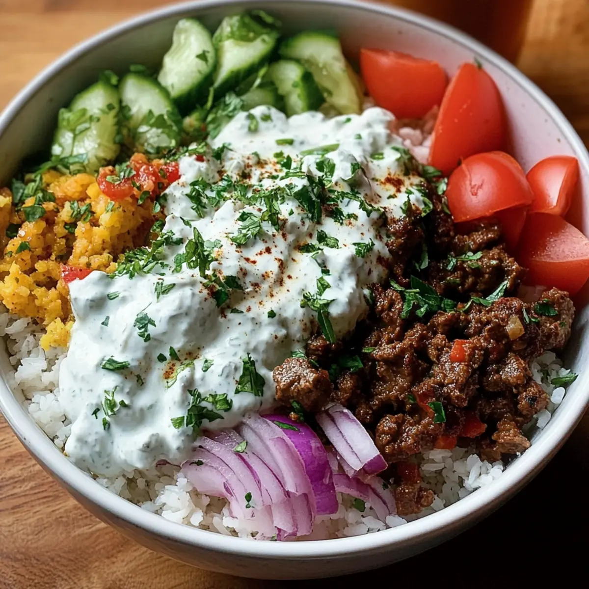 Lamb Gyro Bowls with Dreamy Creamy Sauce