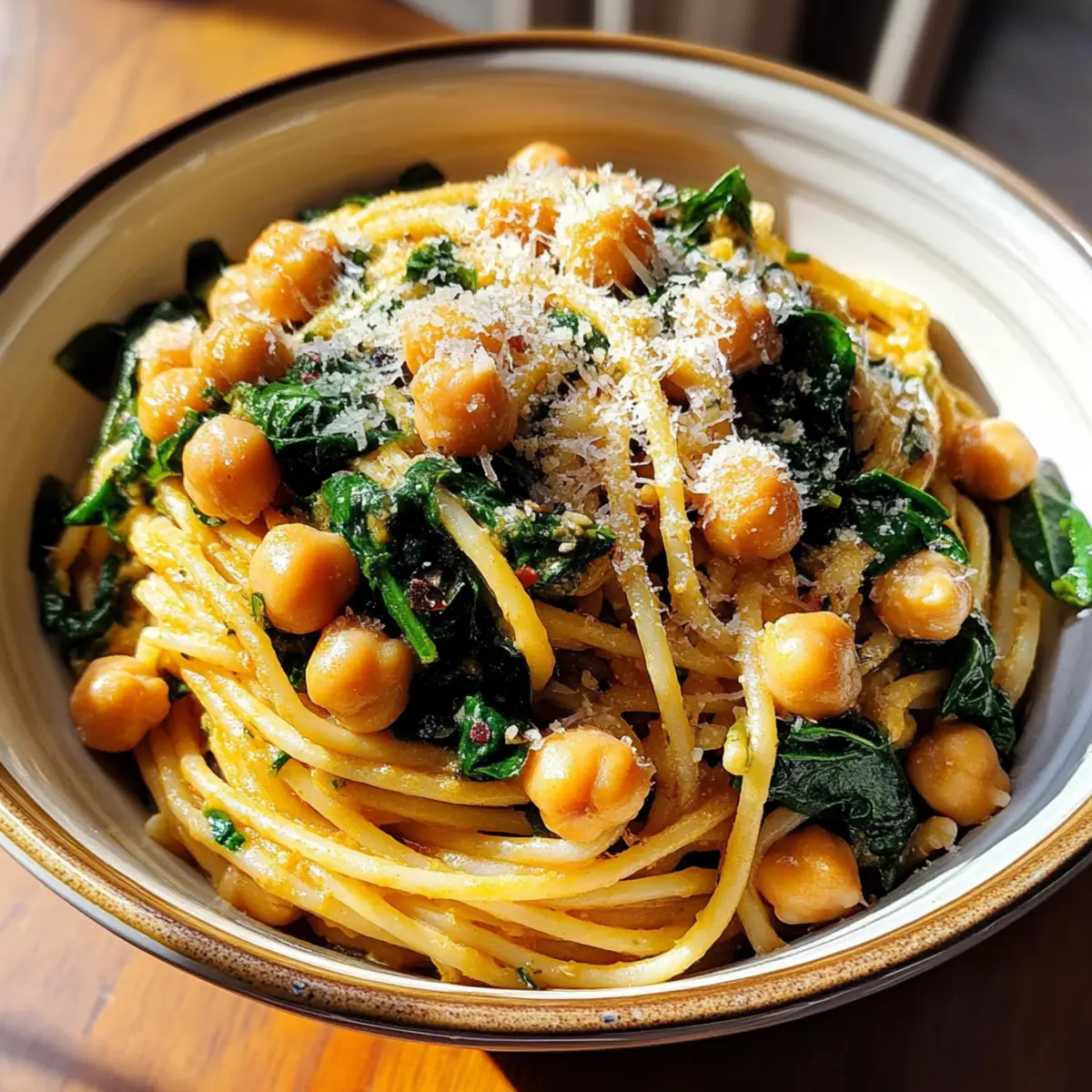 Chickpea and Spinach Pasta