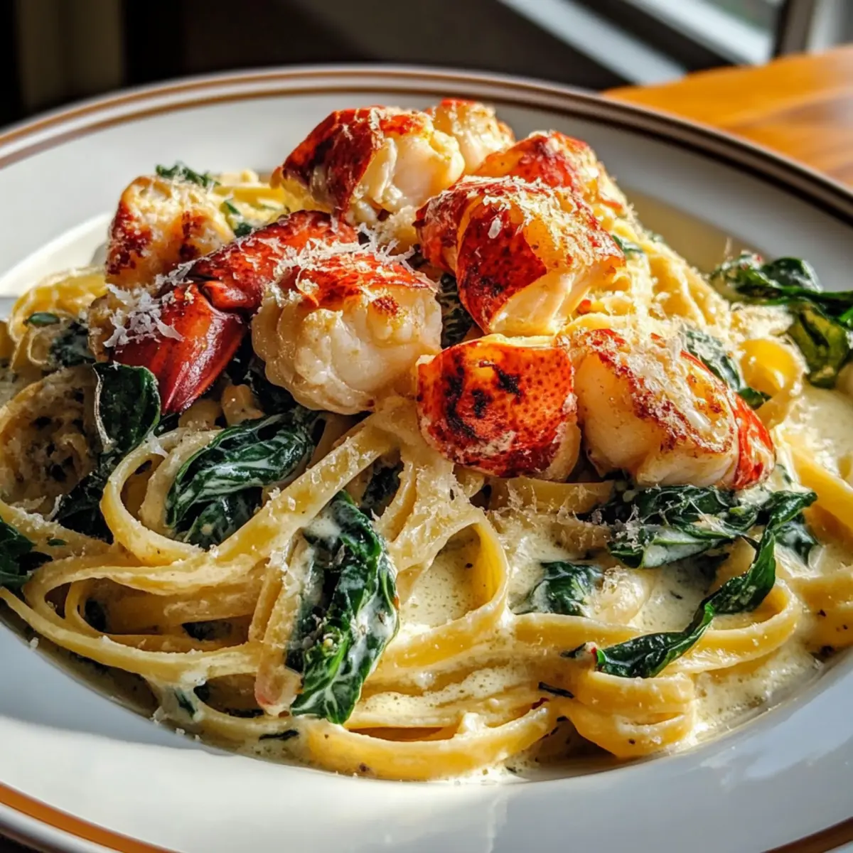 Lobster & Spinach Alfredo Pasta