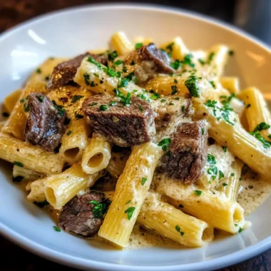 Creamy Garlic Butter Steak Rigatoni