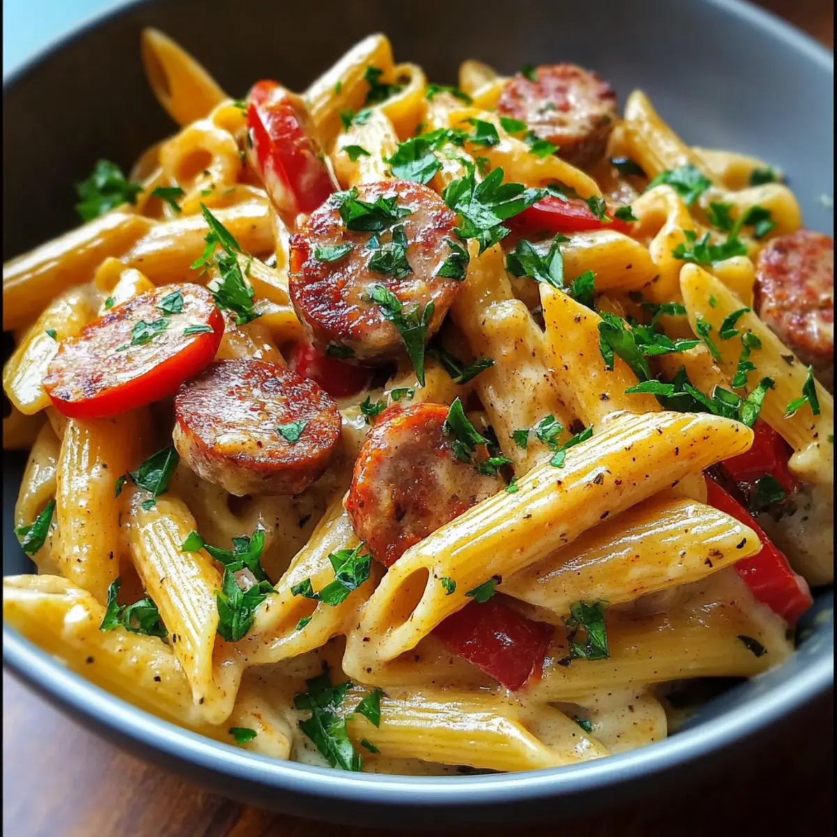 One Pot Creamy Cajun Sausage Pasta