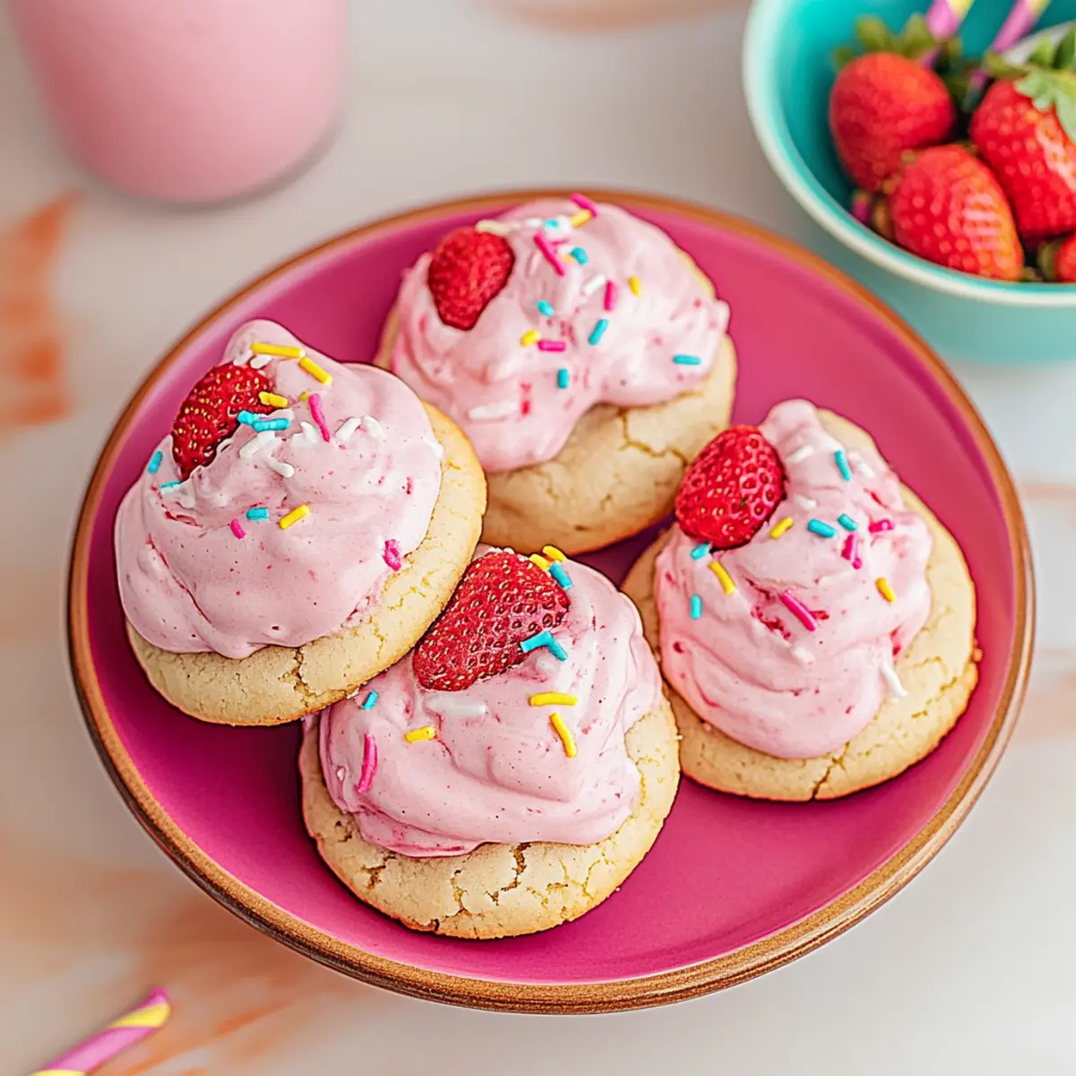 Strawberry Milkshake Cookies