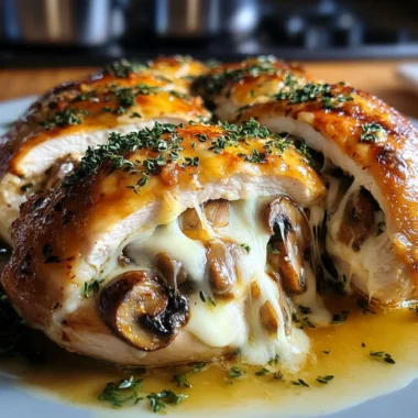 Chicken Stuffed with Garlic Butter Mushrooms and Melted Cheese
