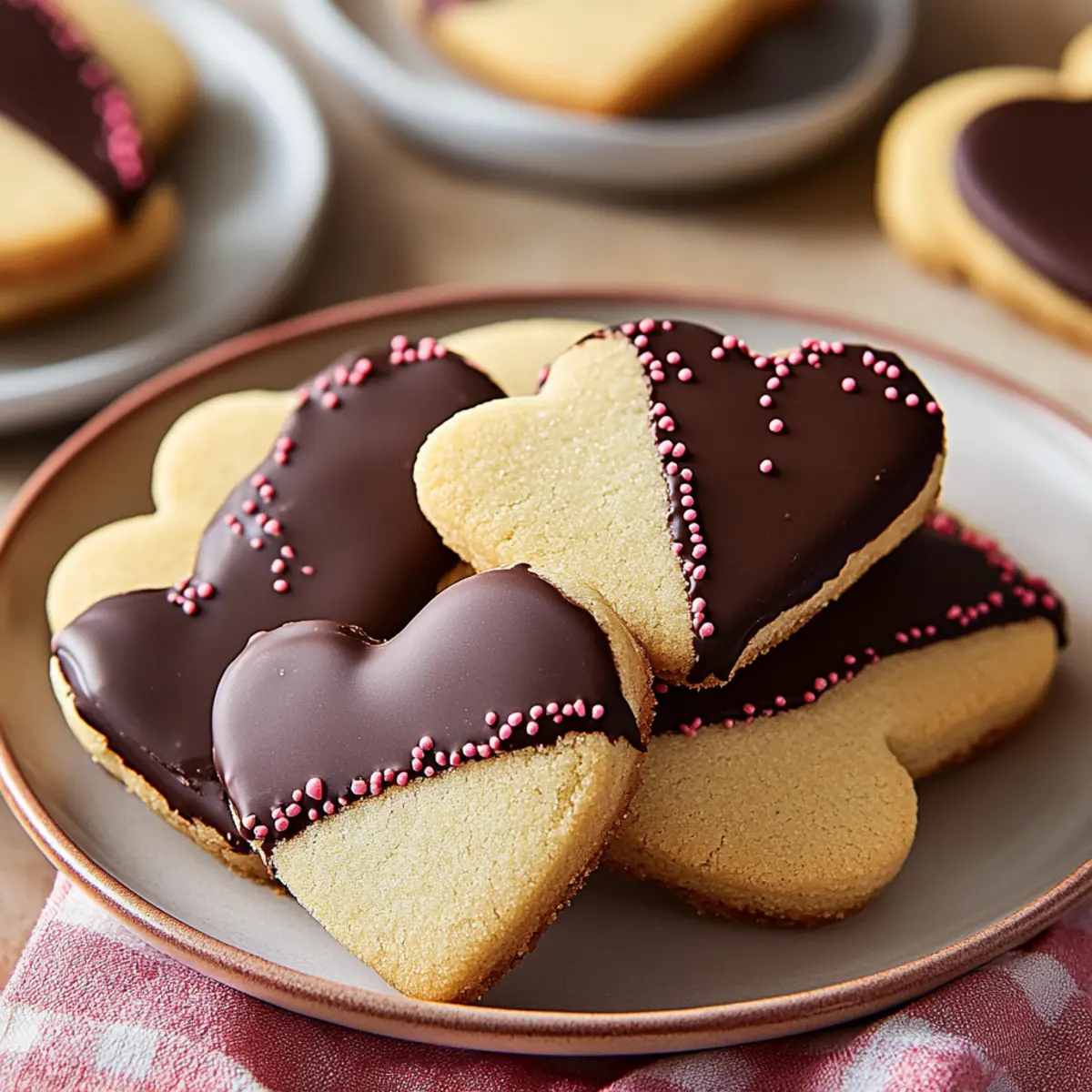 Chocolate-Dipped Shortbread Heart Cookies