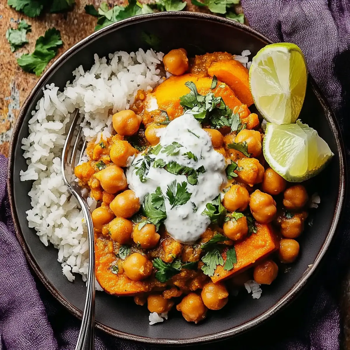 Chickpea Curry Loaded Sweet Potato