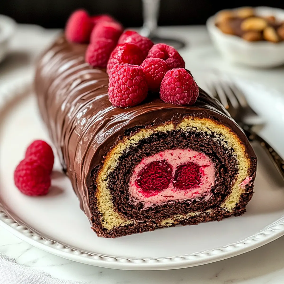 Raspberry Chocolate Cake Roll