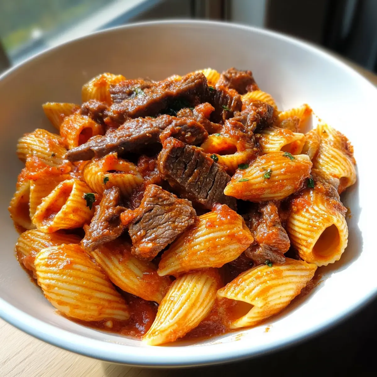 Paprika Steak Pasta Shells